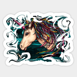 Rainbow unicorn with bright colors, magical creature art Sticker